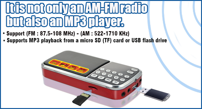 Both radio and MP3 player, can be inserted into TF card and U disk