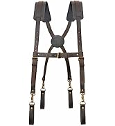 Tourbon Leather Carpenter Tool Belt with Suspenders Padded Rig Electrician's Combo Framing Bag