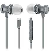 SENTRY OSE450 Gray Headphones in-Ear Earbuds with Wired USB-C Connection, Inline Volume Controlle...