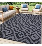 Smiry Waterproof Outdoor Rug 5x8ft, Reversible Plastic Straw Patio Camping Rugs, Outdoor Indoor R...