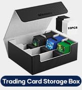 Mlikero Card Deck Case for Trading Cards 1800+, Trading Card Storage Box with 10 Dividers and 3 F...