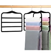 Closet Organizers and Storage,2 Pack Pants Hangers Space Saving,Velvet Hangers, Dorm Room Essenti...