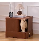 ZOMISIA Extra Large Cat Litter Box with Hallway, Hidden Litter Box Enclosure with Drawer, Lid Top...