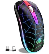 FUWANG Wireless Mouse, Rechargeable LED Wireless Bluetooth Mouse, Portable USB Optical 2.4G Wirel...