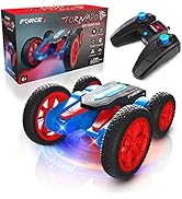Force1 Tornado Red LED Remote Control Car for Kids - Double Sided Fast RC Car, 4WD Off-Road Stunt...