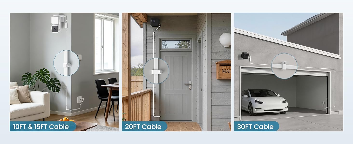 Text reads "SOFT Copper", "SOFT Cable", "SOFT Copper". Four interior home scenes showing white cables and copper accents: bedroom, hallway/door, and garage with white car.