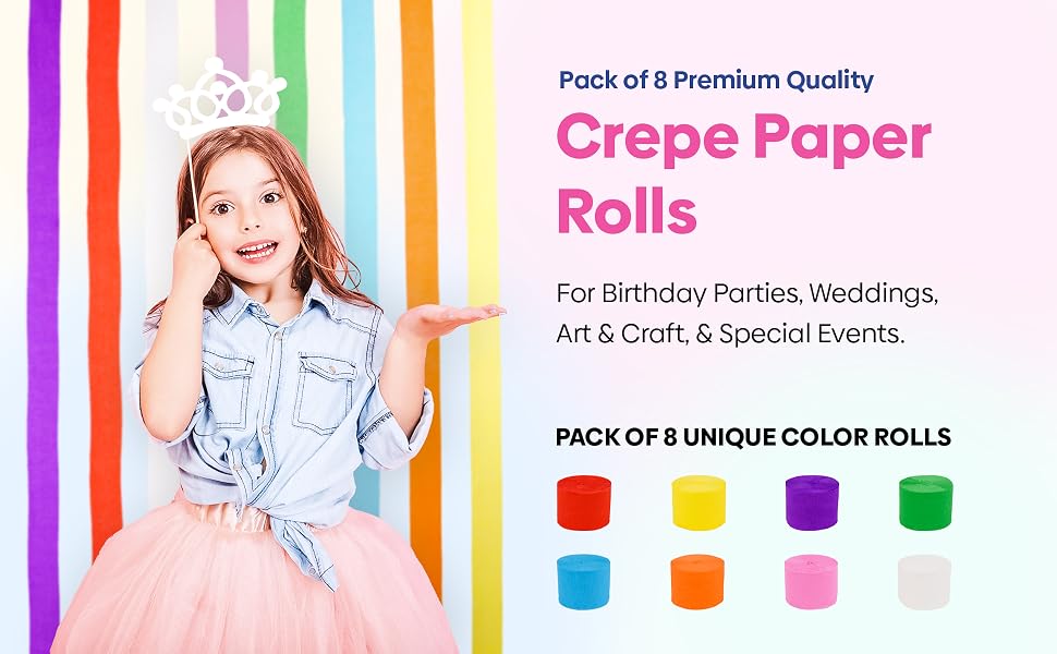 Crepe paper Rolls Pack of 8