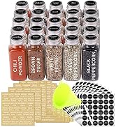 SWOMMOLY 25 Glass Spice Jars 8 oz Empty Spice Bottles with 713 Spice Labels, Chalk Marker and Fun...