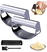 Garlic Press Rocker, Portable Manual Stainless Steel Garlic Press Rocker Crusher Masher with Garl...