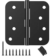 AmzGod Black Door Hinges - 4 Inch Rounded Interior/Exterior Hinges (3 Pack, Matte Black, 4" x 4",...