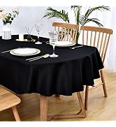 Wolkemer Oval Tablecloth 60 x 84 Inch Washable Fabric Table Cloth | Oval Table Cloth, Solid Black...