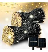 Vimorg Solar String Lights Outdoor,2 Pack 79FT 200 LED Waterproof Solar Christmas Lights with 8 L...