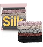 6Pcs Silk Hair Ties Small 22 Momme 100% Pure Mulberry Silk Scrunchies for Women Girls Thin Skinny...