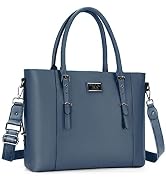 MOSISO PU Leather Laptop Tote Bag for Women (15-16 inch), Peacock Blue