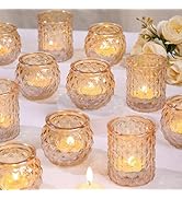 DARJEN Gold Votive Candle Holders Set of 24- Gold Candle Holders Bulk for Table Centerpiece, Tea ...