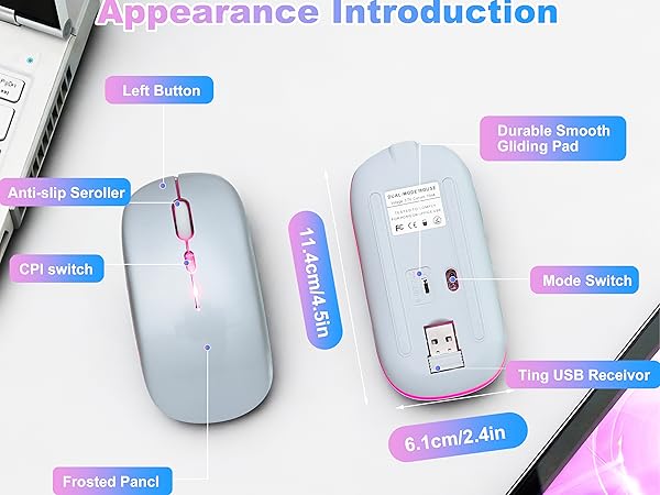 AZTZATZ Wireless Bluetooth Mouse Rechargeable