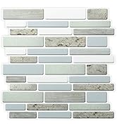 Art3d Kitchen Backsplash Peel Stick Thickened Tiles in Marble Design, 12