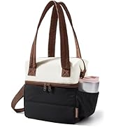 BAGSMART Double Deck Lunch Bag Women, Insulated Reusable Lunch Box, Quilted Puffer Lunch Tote wit...