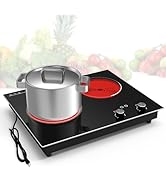 VBGK Electric Cooktop,2100W Built-in & Countertop 2 Burner Electric Cooktop,Electric Stove Top wi...