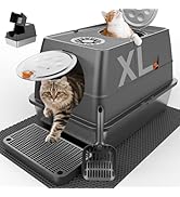 Stainless Steel Litter Box with Lid XL Extra Large Litter Box Enclosed Top Entry Metal Litterbox ...