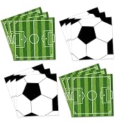 40 Count Soccer Party Napkins 6.5x6.5 Inch (13x13 Unfolded) – Soccer Field Disposable Paper Napki...