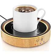 Trivoxia 36W Mug Warmer, 3 Temperature Settings, Auto Shut Off (2-12H), Max 176°F, Wood Grain Des...