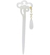 1 Pc Elegant Chinese Acetate Jade Hair Sticks for Long Hair,Hair Fork With Tassel Flower Pendent,...
