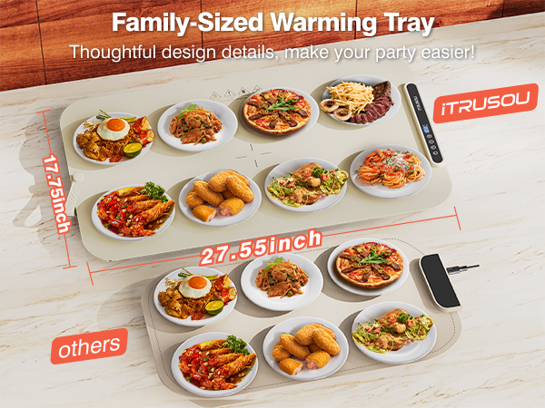 iTRUSOU Silicone Food Warming Mat Extra large size 27.55*17.58''
