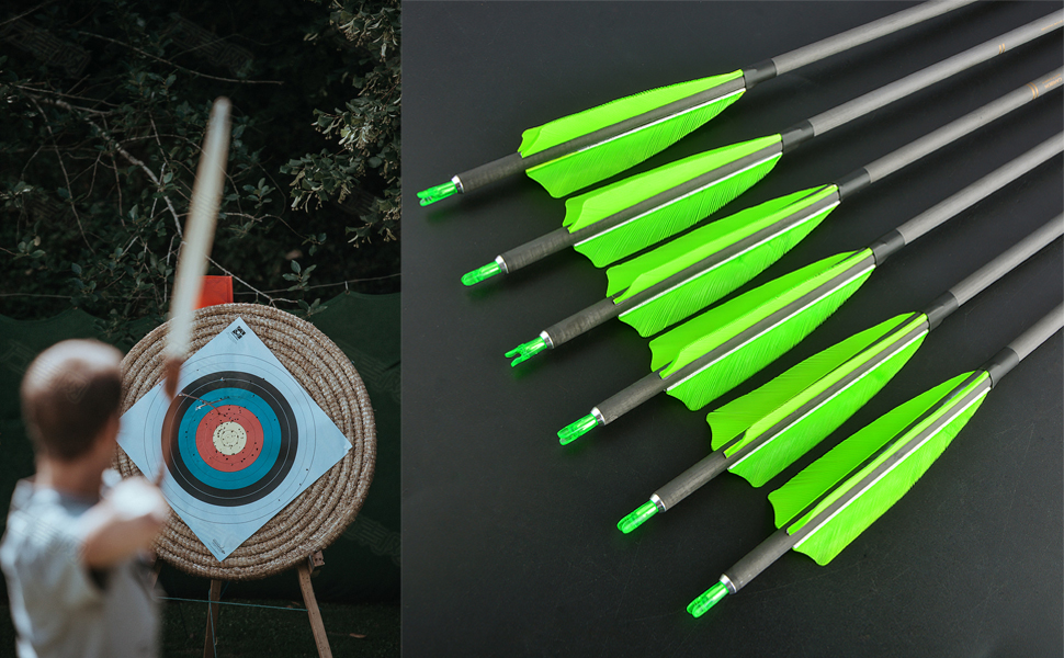 33 inch Carbon Arrow Hunting Arrows 400 Spine with Turkey Feather Fletching