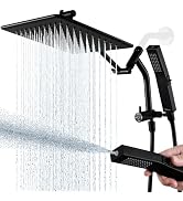 G-Promise All Metal 10'' Rain Shower Head with Handheld Built-in Power Wash Mode 3-way Diverter w...