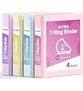 SUNEE 3 Ring Binder 1 Inch D Ring, Clear View Binder Three Ring PVC-Free (Fit 8.5x11 Inches) for ...
