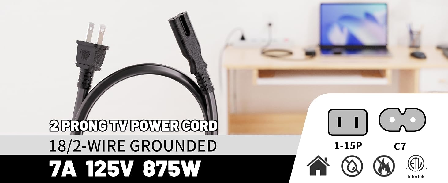 2 prong tv power cord