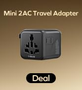 MOMAX Mini Universal Travel Adapter Worldwide, 2 AC, All European Travel Plug Adapter UK, Travel ...