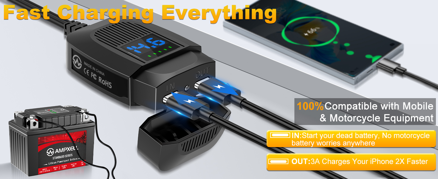 quad lock charger motorcycle phone charger usb c