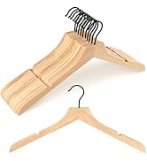 TOPIA HANGER Wood Hangers, Coat Hangers with Rotatable Dark Hook, Set of 12 Natural Wooden Hanger...