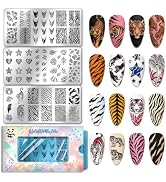 PH PandaHall 3pcs Tiger Theme Nail Stamping Plates, Tiger Texture Nail Art Stencils Animal Nails ...