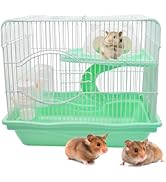 MUYG 2-Tier Portable Hamster Cage and Habitats,Travel Metal Mouse Cages with Free Water Bottle,Ho...