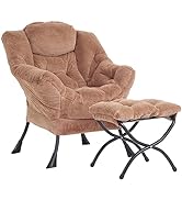 LITA Lazy Chair with Ottoman, Modern Lounge Accent Chair with Armrests and a Side Pocket, Leisure...