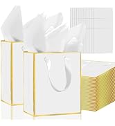 36 Pack Metallic Paper Wedding Gift Bags with Handles – Includes Tissue Paper – 8"x5"x10" – Elega...