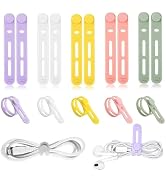 12Pcs Upgrade Silicone Cable Straps Cord Organizer, Reusable Cable Ties for Charging Cords Earpho...