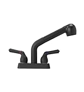 JS Jackson Supplies Dual Handle Pull Out Faucet, Black Finish, 4 Inch Center Set, Universal Utili...