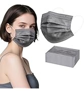 akgk 100PCS Grey Disposable Face Masks, 3-Ply Breathable Grey Face Mask For Adults