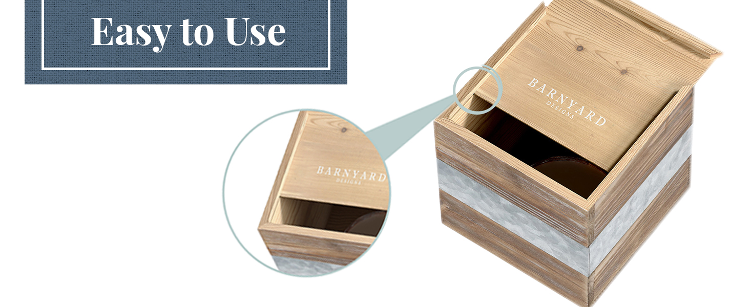 Rustic Metal Wood Square Tissue Box Cover Decorative Bathroom Facial Holder Farmhouse Country Decor