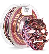 AMOLEN Silk PLA 3D Printer Filament, Shiny Multicolor Rainbow PLA Filament 1.75mm, Fast Color Cha...