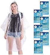 TUNCHMO Disposable Rain Ponchos for Adults/kids (6 Pack) 50% Thicker Emergency Ponchos