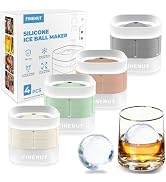FINENUT Silicone Ice Ball Mold with Lid, 4 Pack – 2.5 Inch Large Sphere Round Ice Maker, Easy Rel...