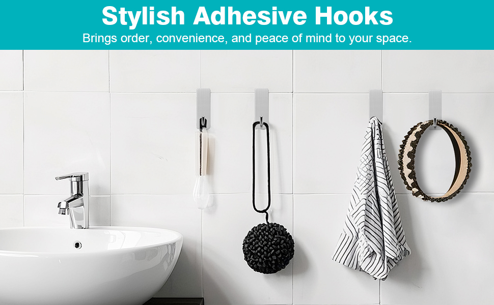 silver small adhesive hooks