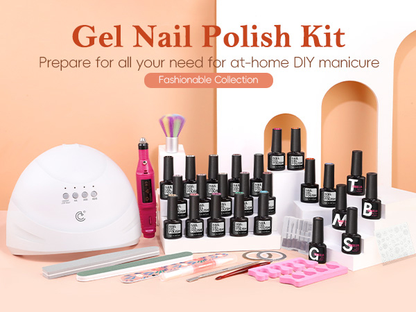 Gel Nail Polish Kit with U V Light Starter Kit and Drill