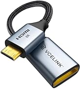 VCELINK Mini HDMI to HDMI Adapter Cable, 8K@60Hz/4K@120Hz, HDR Gold-Plated 7 inch High-Speed Mini...