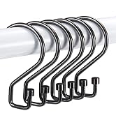 Goowin Shower Curtain Hooks, 12 Pcs S Shape Shower Curtain Rings, Rustproof Black Shower Curtain ...